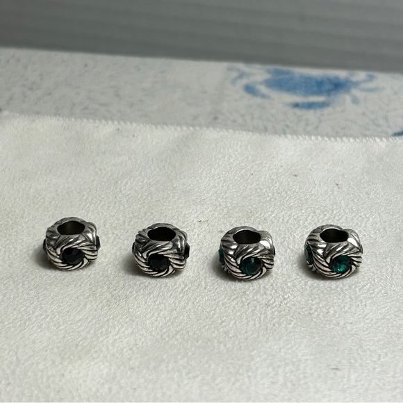 Brighton Razzle Dazzle Crystal Beads Spacer Lot of 4; Green Black Silver Plated - Picture 5 of 13